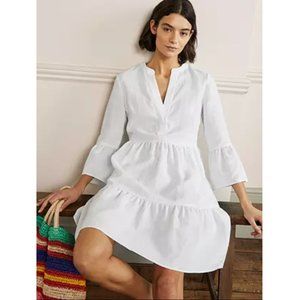 BODEN Relaxed Linen Tiered Dress with Pockets, White 8 NWT - Graduation Dress!!!